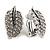 Delicate Clear Crystal Leaf Clip On Earrings In Silver Tone - 20mm Tall - view 3