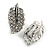 Delicate Clear Crystal Leaf Clip On Earrings In Silver Tone - 20mm Tall - view 4