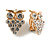 Clear Crystal Owl Clip On Earrings In Gold Tone - 20mm Tall - view 3