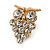 Clear Crystal Owl Clip On Earrings In Gold Tone - 20mm Tall - view 5