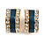 C-Shape Clear Crystal Dark Blue Enamel Clip On Earrings In Gold Tone - 20mm Tall - view 3