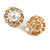 Romantic Crystal Faux Pearl Flower Clip On Earrings In Gold Tone - 18mm Diameter - view 4