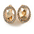 Stunning Light Topaz Oval Cut Glass Stone with Clear Crystal Clip On Earrings In Gold Tone - 18mm Tall - view 4