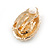 Stunning Light Topaz Oval Cut Glass Stone with Clear Crystal Clip On Earrings In Gold Tone - 18mm Tall - view 6