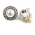 Classic Faux Pearl Clear Crystal Dome Shape Clip On Earrings In Silver Tone - 15mm Diameter - view 4