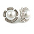 Faux Pearl Clear Crystals Flower Clip On Earrings In Silver Tone - 17mm Diameter - view 4