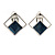 Square Blue Enamel Clip On Earrings In Aged Silver Tone - 15mm Tall - view 3