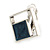 Square Blue Enamel Clip On Earrings In Aged Silver Tone - 15mm Tall - view 5