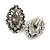 Victorian Style Grey/ Clear Crystal Filigree Clip On Earrings In Aged Silver Tone - 30mm Tall - view 6