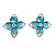 Light Blue Bead Floral Clip On Earrings In Silver Tone - 20mm Diameter - view 3
