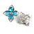 Light Blue Bead Floral Clip On Earrings In Silver Tone - 20mm Diameter - view 5