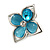 Light Blue Bead Floral Clip On Earrings In Silver Tone - 20mm Diameter - view 6