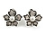 Floral Faux Pearl Clip On Earrings In Silver Tone - 20mm Tall