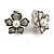 Floral Faux Pearl Clip On Earrings In Silver Tone - 20mm Tall - view 5