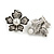 Floral Faux Pearl Clip On Earrings In Silver Tone - 20mm Tall - view 6
