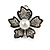 Floral Faux Pearl Clip On Earrings In Silver Tone - 20mm Tall - view 4
