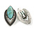 Vintage Inspired Teardrop Crystal Turquoise Bead Clip On Earrings In Aged Silver Tone - 30mm Tall - view 5