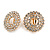 Clear Crystal Wreath Clip On Earrings In Gold Tone - 22mm Diameter - view 3