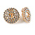 Clear and AB Crystal Wreath Clip On Earrings In Gold Tone - 22mm Diameter - view 4