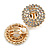 Clear and AB Crystal Wreath Clip On Earrings In Gold Tone - 22mm Diameter - view 6
