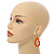Orange Wood and Glass Bead Oval Drop Earrings In Silver Tone - 55mm Long - view 2