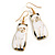 White/ Black Enamel Cat Drop Earrings In Gold Tone Metal - 50mm Long - view 3