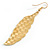 Multicoloured Enamel Leaf Drop Earrings In Gold Tone - 70mm Long - view 7