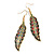 Multicoloured Enamel Leaf Drop Earrings In Gold Tone - 70mm Long - view 3