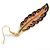 Multicoloured Enamel Leaf Drop Earrings In Gold Tone - 70mm Long - view 6