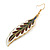 Multicoloured Enamel Leaf Drop Earrings In Gold Tone - 70mm Long - view 4