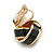 Black Enamel Knot Clip On Earrings In Gold Tone - 15mm - view 7