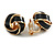 Black Enamel Knot Clip On Earrings In Gold Tone - 15mm - view 2