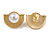 27mm Gold Tone Half Moon White Faux Pearl Bead Clip On Earrings - view 6
