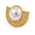 27mm Gold Tone Half Moon White Faux Pearl Bead Clip On Earrings - view 4