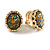 15mm Small Oval Peacock Effect Clip On Earrings In Gold Tone - view 5