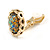 15mm Small Oval Peacock Effect Clip On Earrings In Gold Tone - view 6