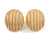 30mm Matt Gold Tone Ribbed Oval Clip On Earrings Retro - view 7