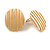 30mm Matt Gold Tone Ribbed Oval Clip On Earrings Retro - view 5