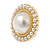 20mm Gold Ton White Faux Pearl Button Clip On Earrings Retro Style - view 5
