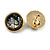 20mm Gold Tone Round Dome Black Resin with Foil Pattern Clip On Earrings - view 10