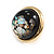 20mm Gold Tone Round Dome Black Resin with Foil Pattern Clip On Earrings - view 11