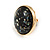 20mm Gold Tone Round Dome Black Resin with Foil Pattern Clip On Earrings - view 5