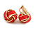 Brick Red Enamel Knot Clip On Earrings In Gold Tone - 15mm - view 5