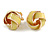 Lemon Yellow Enamel Knot Clip On Earrings In Gold Tone - 15mm - view 3