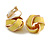 Lemon Yellow Enamel Knot Clip On Earrings In Gold Tone - 15mm - view 5