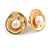 20mm Matt Gold Tone 'Shell' with Freshwater Pearl Bead Clip On Earrings - view 2