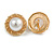 25mm Retro Style Gold Tone Matt Faux Pearl Bead Button Round Clip On Earrings - view 4
