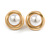25mm Gold Tone Matt Faux Pearl Bead Button Round Retro Clip On Earrings - view 2