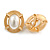 27mm Gold Tone Matt Faux Pearl Bead Button Oval Retro Clip On Earrings - view 4