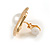 25mm Retro Style Matt Gold Tone Faux Pearl Flower Clip On Earrings - view 6